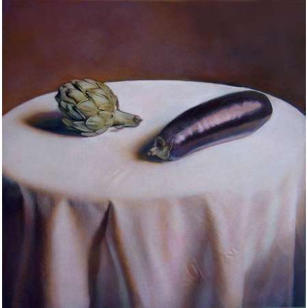 Still Life with Aubergine and Artichoke